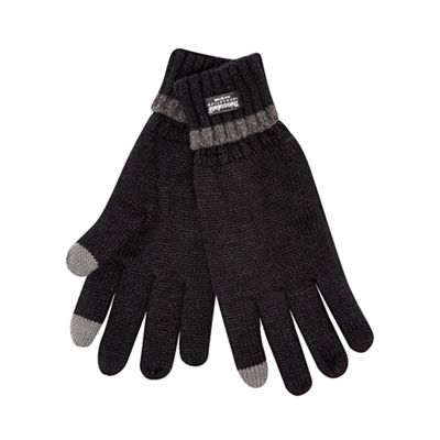 Black touch screen compatible knitted gloves